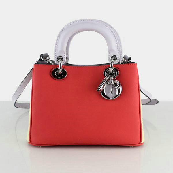 mini dior diorissimo original calfskin leather bag 44375 light red & off white&purple